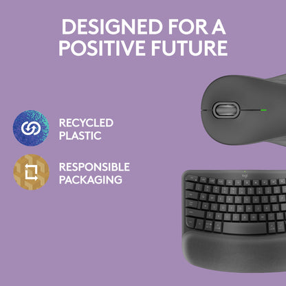 Logitech Wave Keys Wireless Ergonomic Keyboard with Cushioned Palm Rest, Comfortable Natural Typing, Easy-Switch, Bluetooth, Logi Bolt Receiver, for Multi-OS, Windows/Mac - Rose