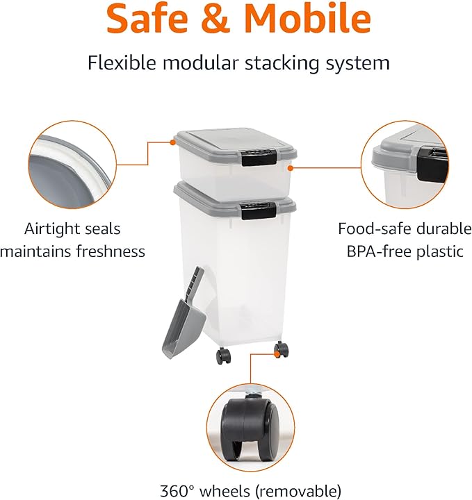 Amazon Basics 3-Piece Airtight Pet Food Storage Container Combo