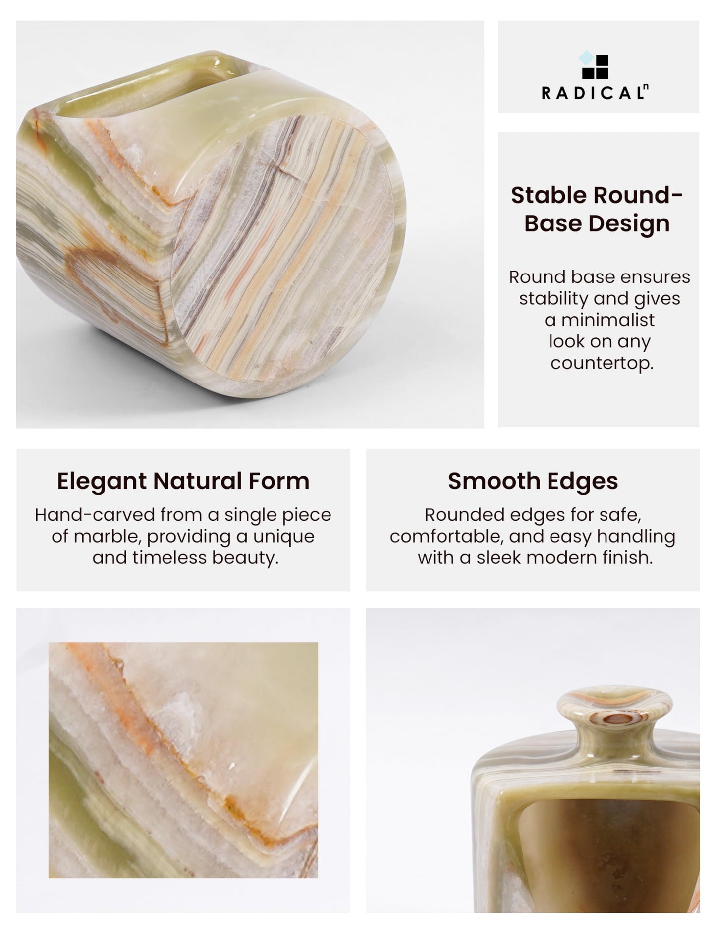 Radicaln Marble Salt Cellar 4.5" Inches Green Onyx Handmade Pig Salt Container & Spice Jar for Kitchen Countertop, Ideal Salt Box & Salt Bowl for Pepper & Spices
