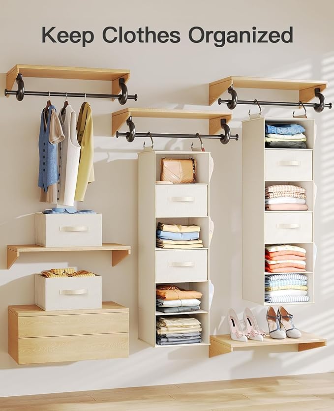 Pipishell Hanging Closet Organizer 6-Shelf, Hanging Shelves