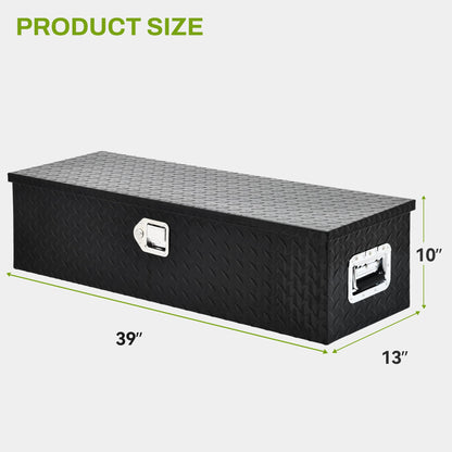 AUTOSAVER88 39 Inch Truck Bed Tool Box, Heavy Duty Aluminum Diamond Plate Tool Box Chest, Waterproof Chest Storage Box with Sliding Shelf and Lock for Trucks, Trailers, RVs, Warehouses