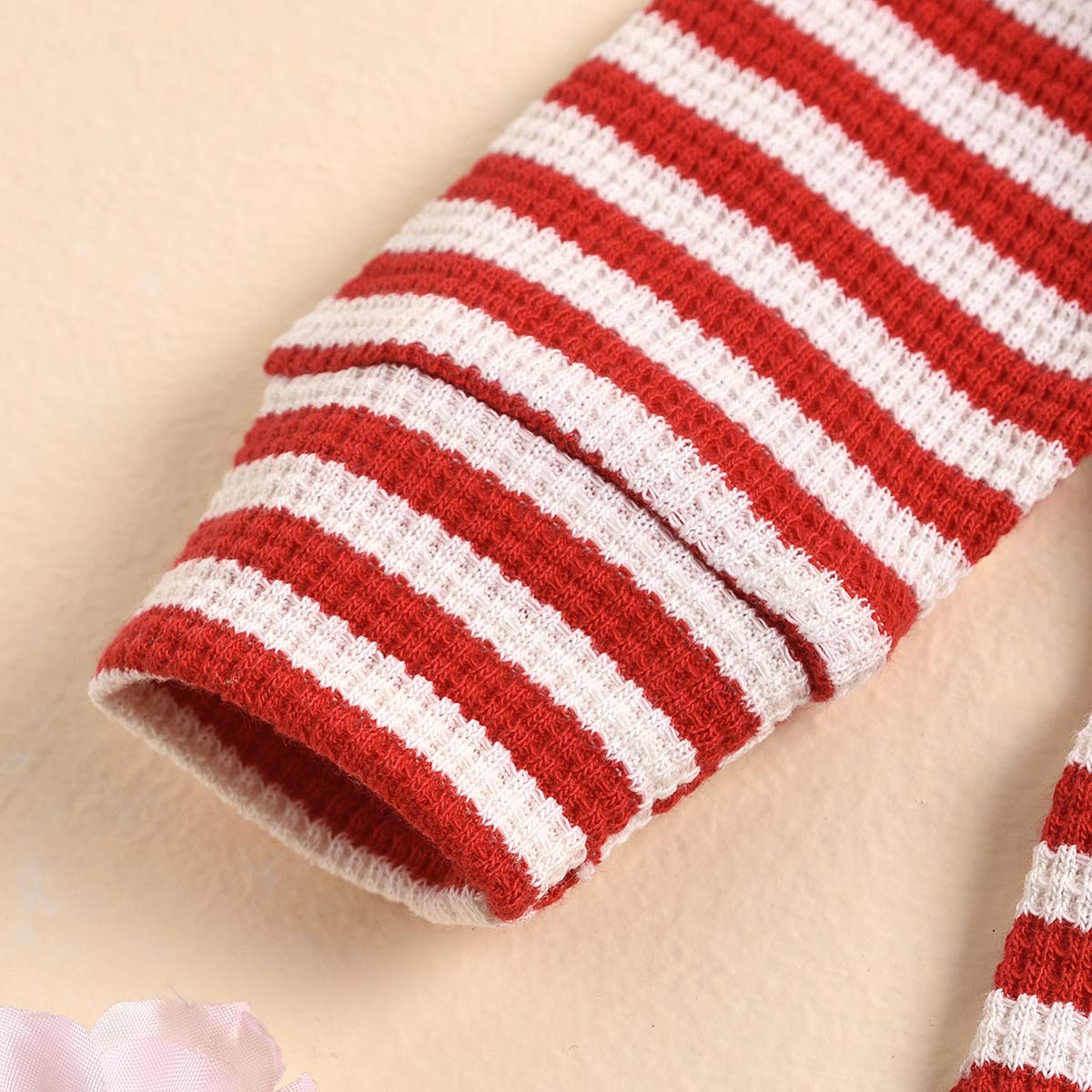 Aimaopao Newborn Infant Baby Girl Romper Bodysuit Girls Stripe Print One Piece Jumpsuit Pants Clothes Outfits (Stripe Long Sleeve Red, 0-3 Months)
