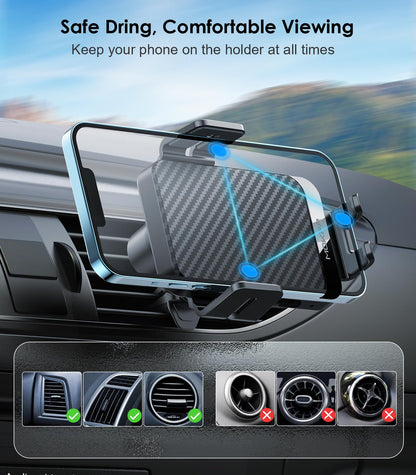 MOKPR Car Phone Holder Wireless Charger, 15W Wireless Car Charger, Auto-Clamping Car Phone Holder Charger Air Vent Mount Compatible for iPhone 15/14/13/12/11/X/8, Samsung S22/S21/S20, etc