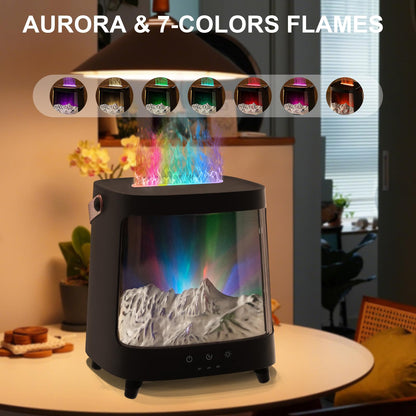 Colorful Flame Fire Diffuser Humidifier, 7 Colors Changing Oil Diffuser, Ultra-Quiet Aroma Essential Oils Aromatherapy Diffusers for Large Room, Bedroom, Office(Timeable, Waterless Auto off-150ml)