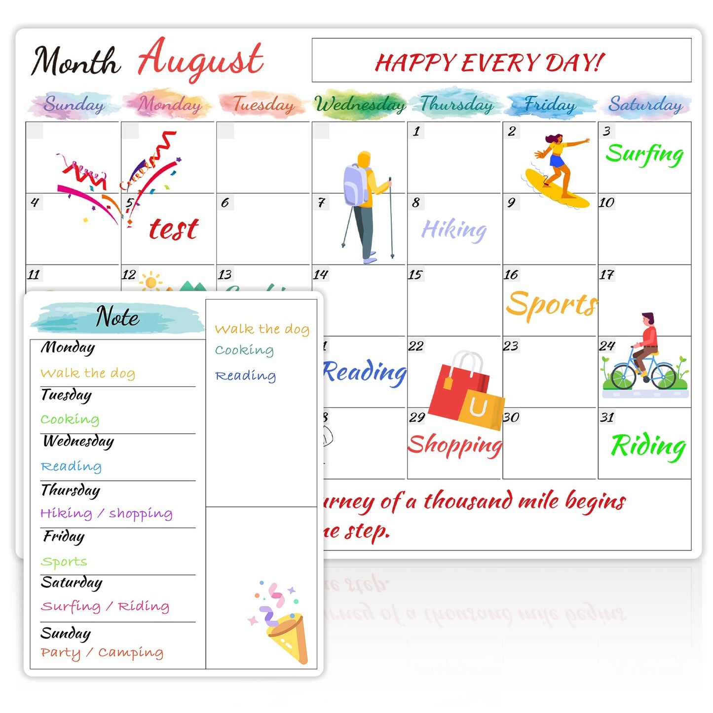 Dry Erase Magnetic Calendar for Refrigerator - 15"x 11.5" Monthly Calendar Whiteboard + 9" x 7" Weekly Planning Board, Fridge Calendar Magnet