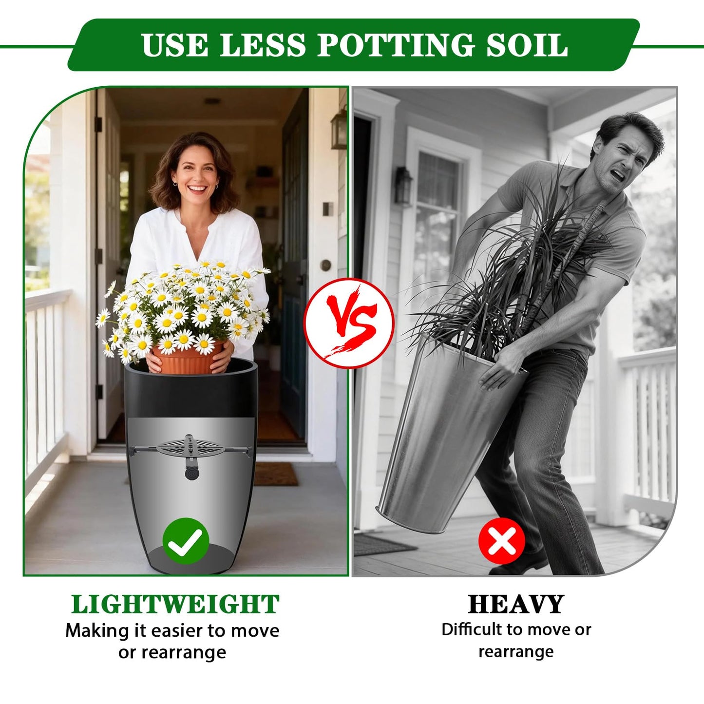Adjustable Plant Risers for Inside Pots-100lb Heavy Duty Metal Plant Riser with Rubber Feet, Easy Assembly, Fits Round/Square/Tapered Pots, Indoor Outdoor Use (Adjustable Size Range:10-14"- 2Pack)