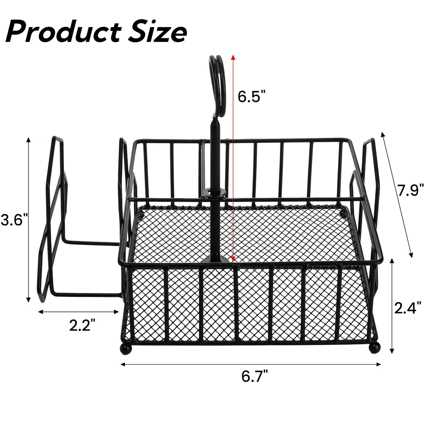 ZOOFOX Metal Napkin Holder with Salt and Pepper Shakers, 2-in-1 Condiment Holder for Table, 4 Compartment Restaurant Wrought Iron Condiment Rack for Party, Camping, Picnic