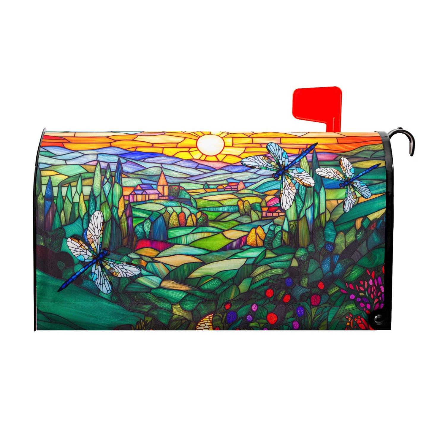Spring Summer Dragonflies Mailbox Covers Magnetic Large Size 25x21 Inch Spring Flowers Mail Box Cover Farmhouse Abstract Floral Mailbox Wraps Post Letter Box Cover for Home Garden Yard Decora
