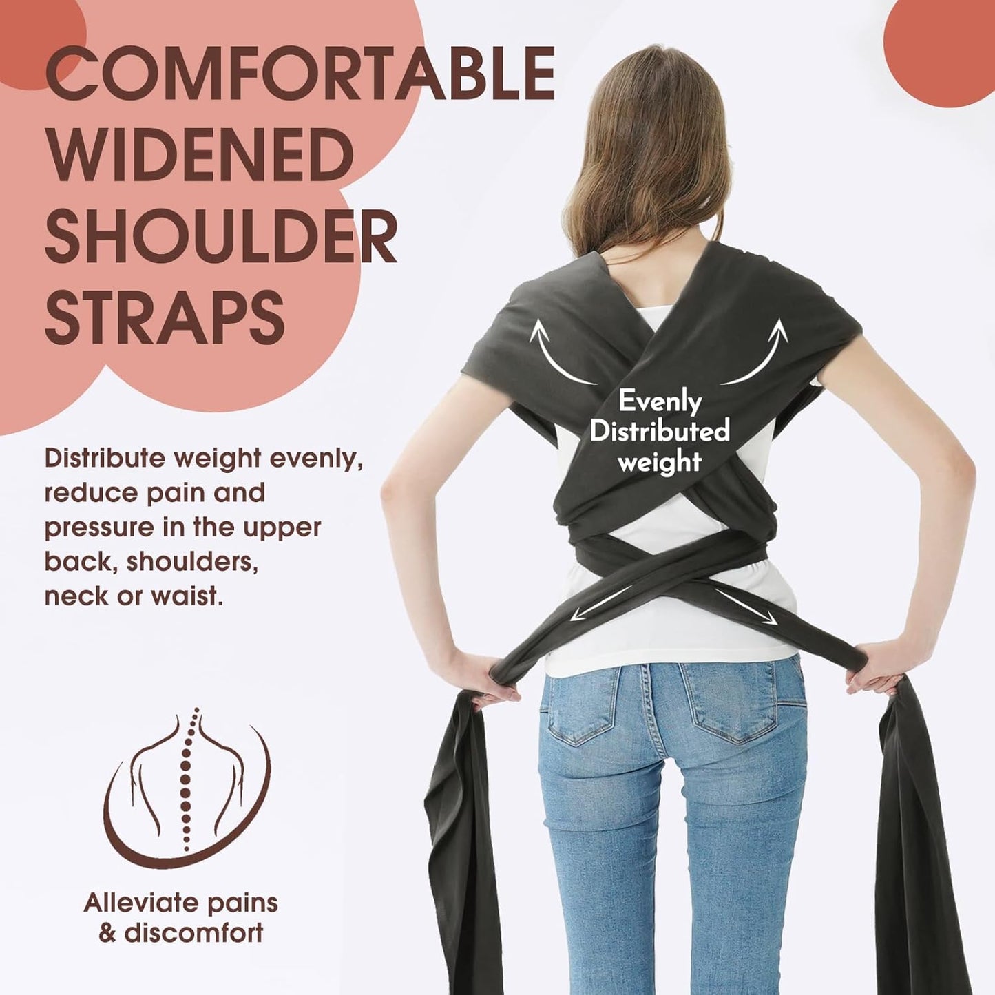 Soft Cotton Baby Wrap Carrier - Adjustable Infant Sling for Newborn to 2 Years, Hands-Free Babywearing for Parenting, Shopping, Travel - Breathable & Lightweight (Black)