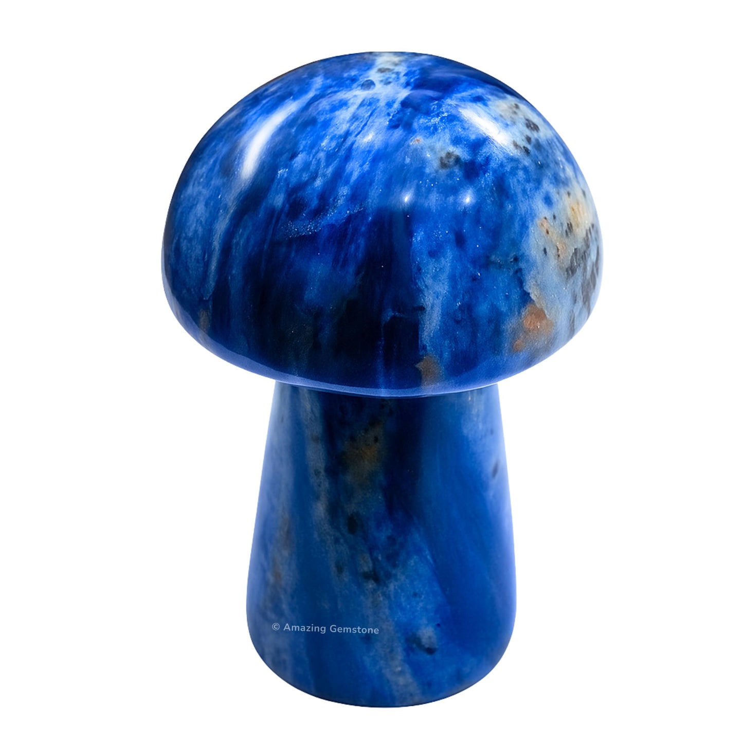 Amazing Gemstone Sodalite Crystal Mushroom Decor Aesthetic Small Crystals - 2" Little Mushroom Decorations for Home, Office, Room Table Mini Crystals Stone Mushrooms DIY Gifts