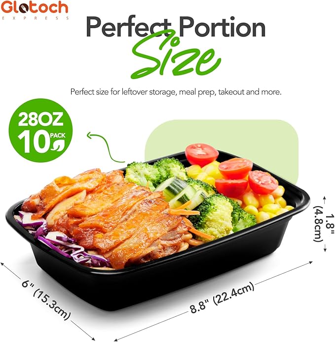 Glotoch 28oz Meal Prep Containers, 10 Pack Reusable Food Storage Containers