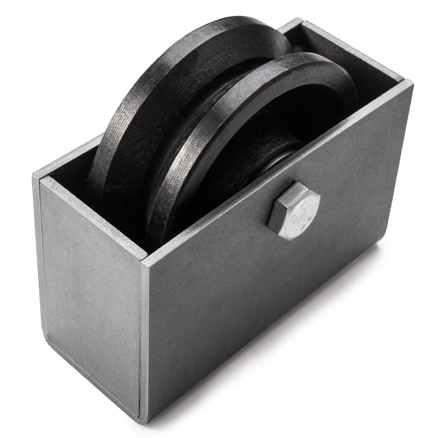 Handsammu 4"x 1.5" V-Groove Wheel with Box - cast Iron Wheel,Capacity up to 600 Lb. Use for Slide Gate,Rolling Door with V-Track（1 Wheel with Box）