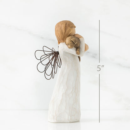 Willow Tree Angel of Friendship, for Those who Share The Spirit of Friendship, Angel Carrying Dog as Reminder of Loyal Pets and Friends, Present and Past, Sculpted Hand-Painted Figure