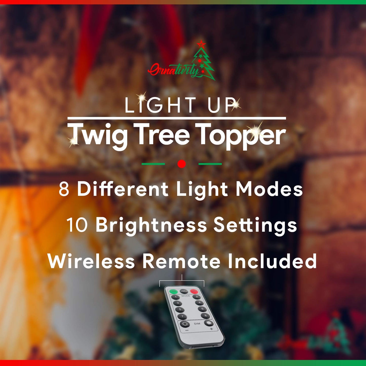 Ornativity Rattan Star Tree Topper - Christmas Rustic LED Light Up Tree Topper with Xmas Lights Holiday Decoration 12"