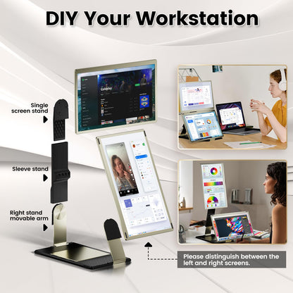 KEFEYA Laptop Screen Extender, 14.2" Portable Triple Monitor for Laptop with Full HD IPS Display, Monitor Extender Compatible with Mac, Windows, Chrome, Fits 13-17 Inch Laptops