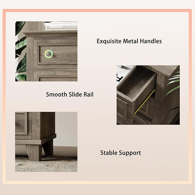 IDEALHOUSE 3 Drawer Dresser, Wooden Storage Chest of Drawers