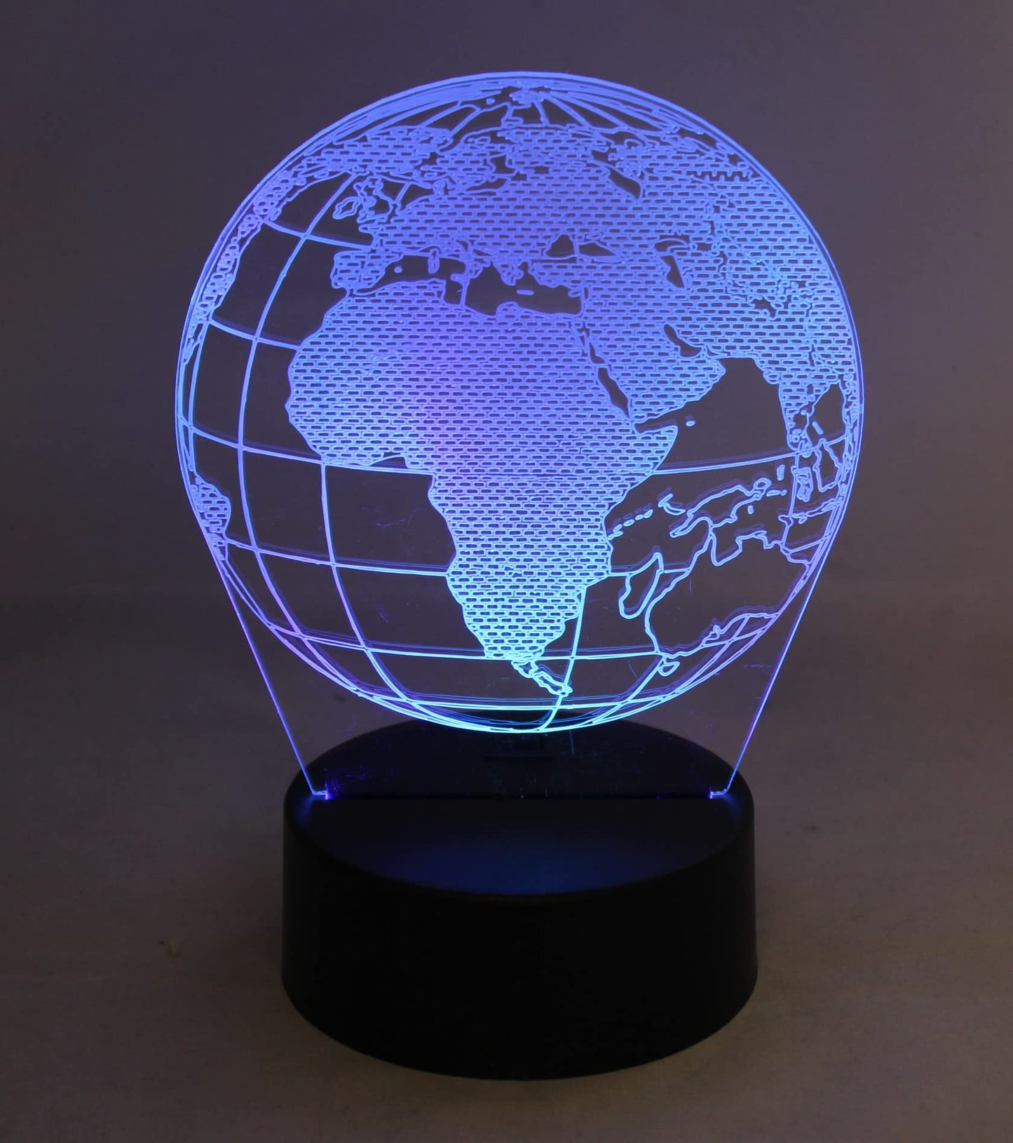 Dependable Industries 3D World Globe LED Light 7 Color Changing Table Lamp Night Light Optical Visual Illusion Acrylic