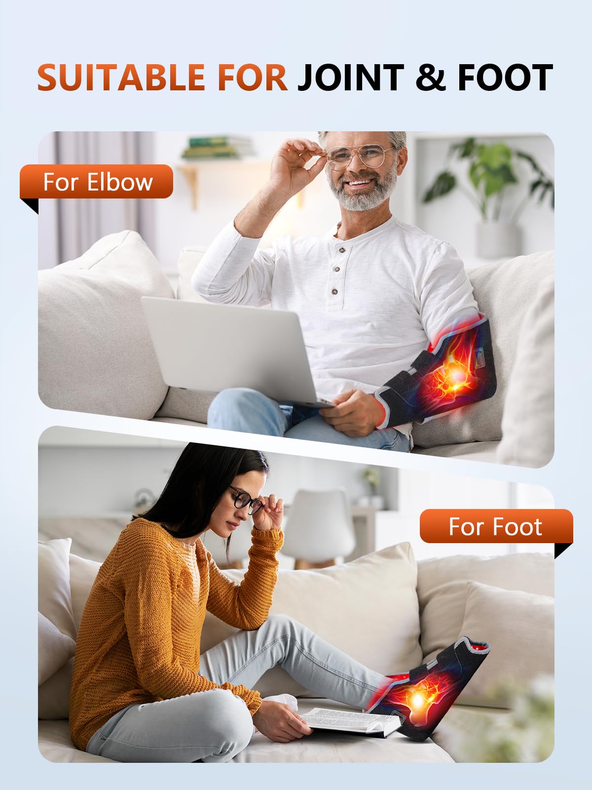 RELEXNOW Red Light Therapy for Foot Ankle FSA/HSA Eligible, 102 LEDs Near Infrared Therapy Wrap for Feet with Timer (Black)