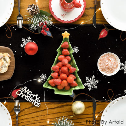 Artoid Mode Merry Christmas Table Runner Black, Seasonal Winter Xmas Holiday Kitchen Dining Table Decoration for Outdoor Home Party Decor 13 x 72 Inch