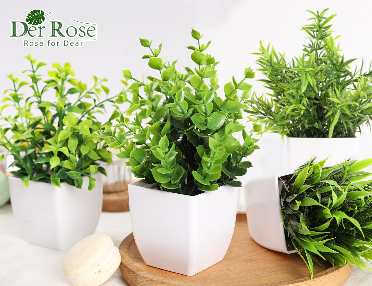 Der Rose 6 Pack Small Fake Plants Artificial Plants in Pots for Home Bthroom Bedroom Living Room Decor Indoor（Green）