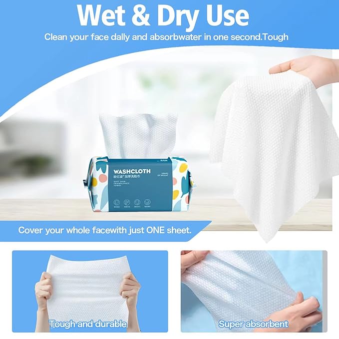 300 Count Disposable Face Towel, Thickening Ultra Soft Washcloths, Facial