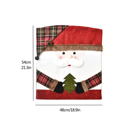 DCQRY 6 Pcs Christmas Chair Back Cover for Dining Room, Santa Claus Snowman Reindeer Xmas Dinner Chairs Cover, Chair Slipcover for Kitchen Hotel Holiday Party Decor