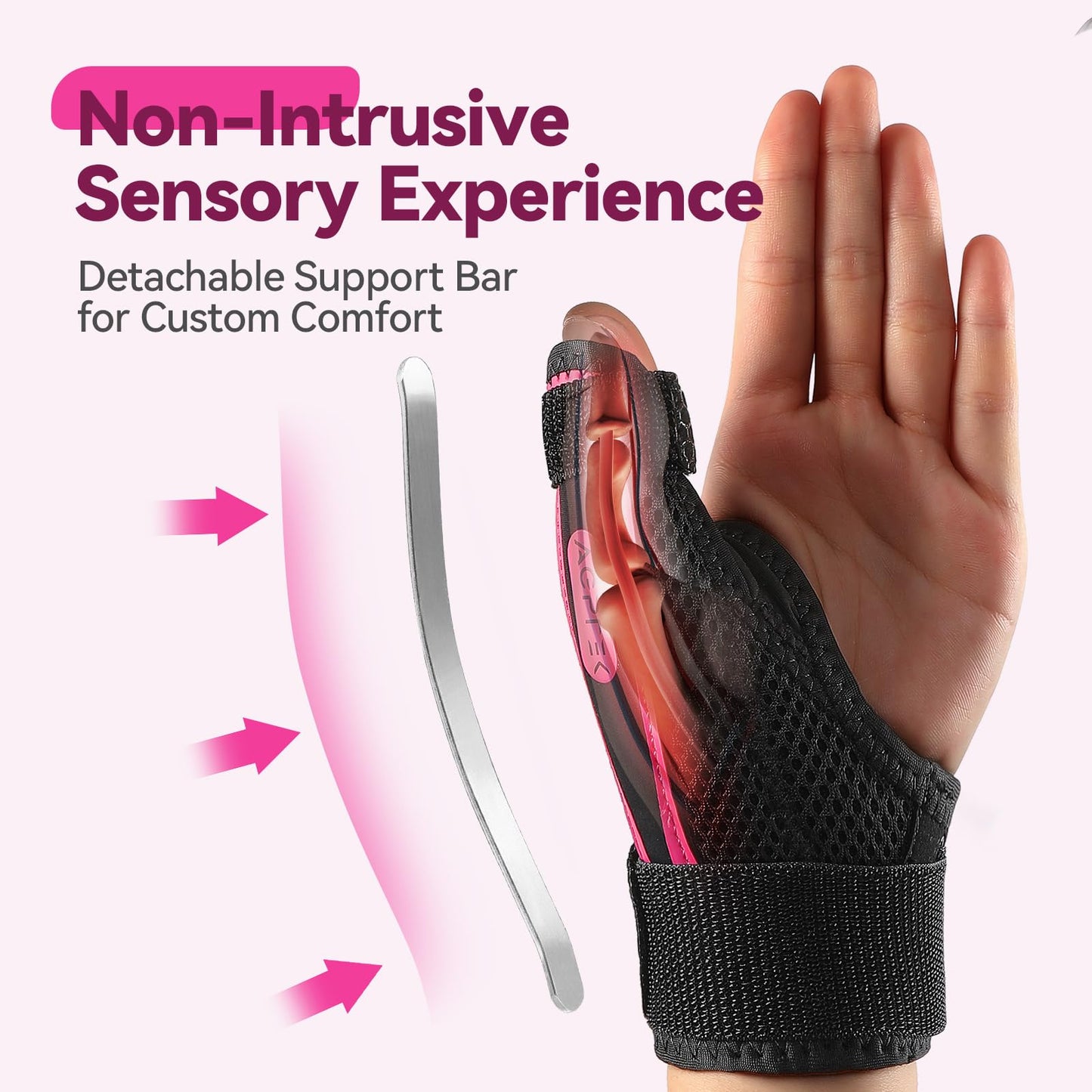 AGPTEK Trigger Thumb Brace Right Left Hand, Removable Thumb Spica Support Splint, Thumb Support & Stabilizer for De Quervains Tenosynovitis, CMC, Arthritis, Tendonitis, Sprain, Pain Relief, Rose Pink,M
