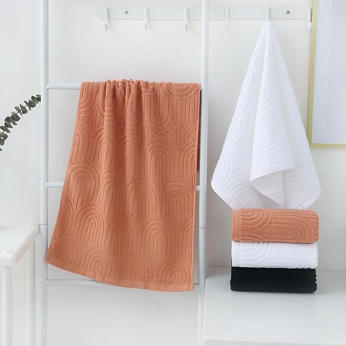 Pidada Hand Towels Set of 2 Striped Pattern 100% Cotton Absorbent Soft