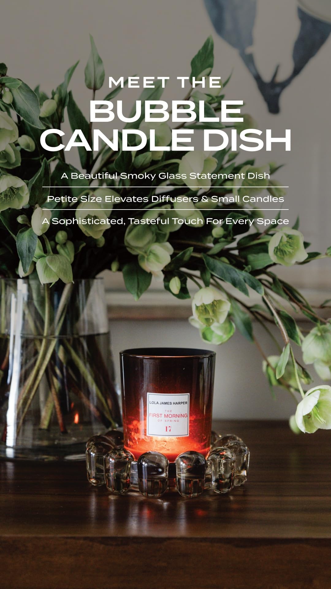 Original Bubble Candle Dish Small by Alice Lane – Smoky Glass Decorative Candle Holder for Home Decor, Small Candles & Diffusers