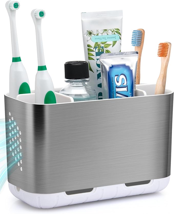 Toothbrush Holders for Bathroom Organizer Countertop, Detachable Anti-Slip