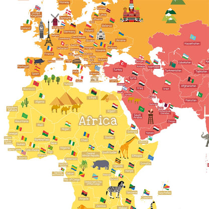 HomeEvolution Large Removable Educational World Map Peel and Stick Wall Stickers for Kids Nursery Playroom Wall Arts Décor…