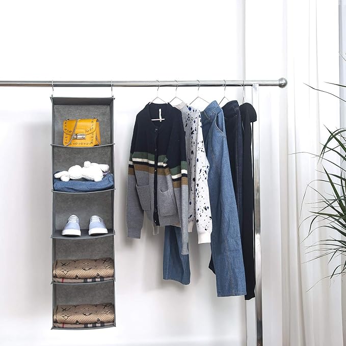 5 Shelves Hanging Closet Organizer, 2 Pack Hanging Storage
