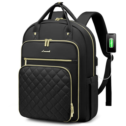 LOVEVOOK Laptop Backpack Women 15.6 Inch, Backpacks Womens, Rucksack Bag for School College Work Travel University, Ladies Lightweight Commuter Bags with USB Charging Port, Black