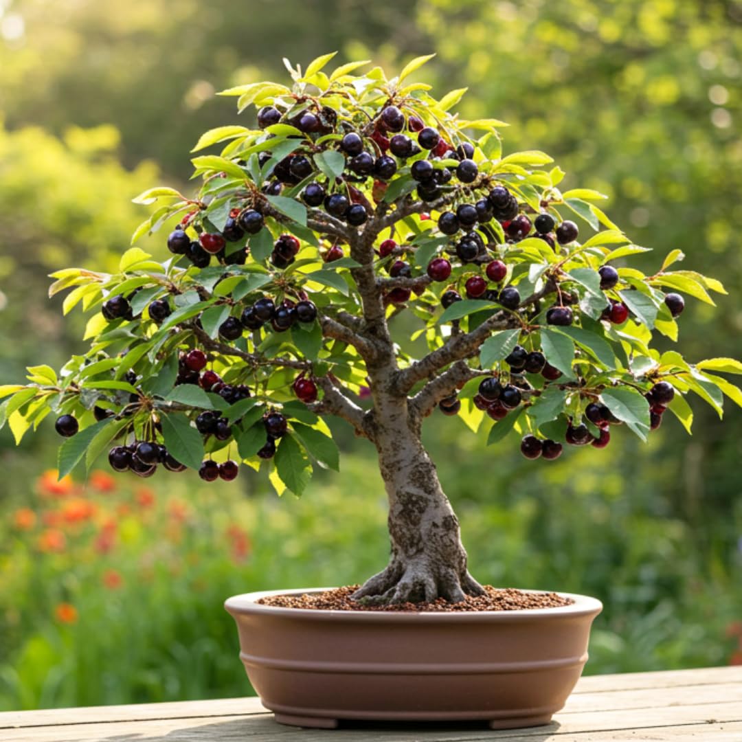 Dwarf Bonsai Black Cherry Fruit Tree Live Plant Seedling - Prunus serotina, Great for Home and Garden Yards Planting Dormant Seedling