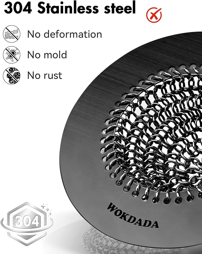 Black Kitchen Sink Strainer, Flippable Mesh Sink Drain Strainer, 304 Stainless