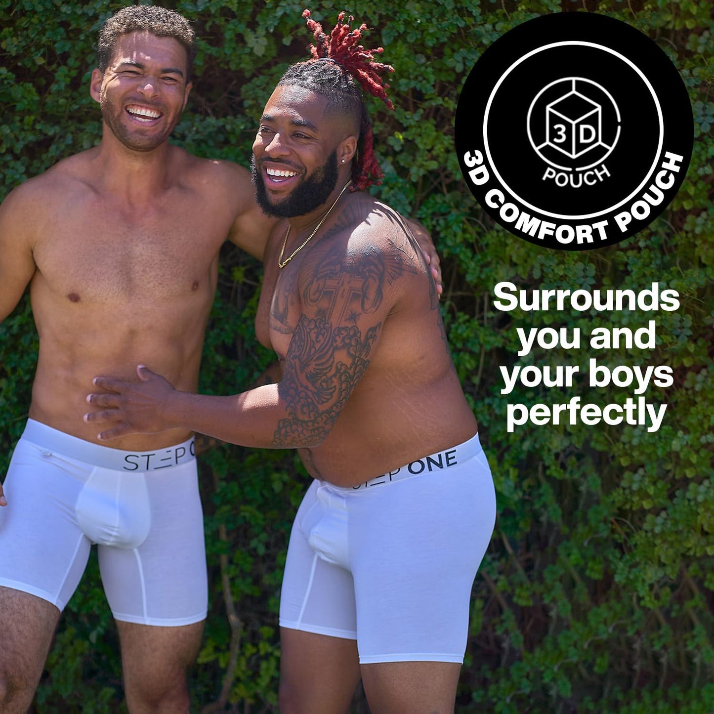 STEP ONE Mens Boxers Shorts Multipack, 5 Pairs, Anti Chafing Underwear for Men, Moisture-Wicking Boxer Shorts with 3D Pouch. Fabric Made from Organic Bamboo