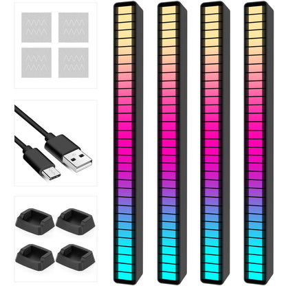 Soulpunk RGB Rechargeable Sound Control Light, Voice-Activated Pickup Music Rhythm Lights, Ambient Light, for Car, Gaming Room Decorations（4Pack）