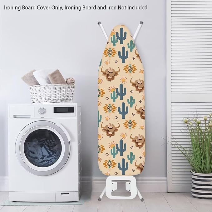 Sprowallow Cactus Cow Ironing Board Cover Stain Resistant Standard Size 15x54