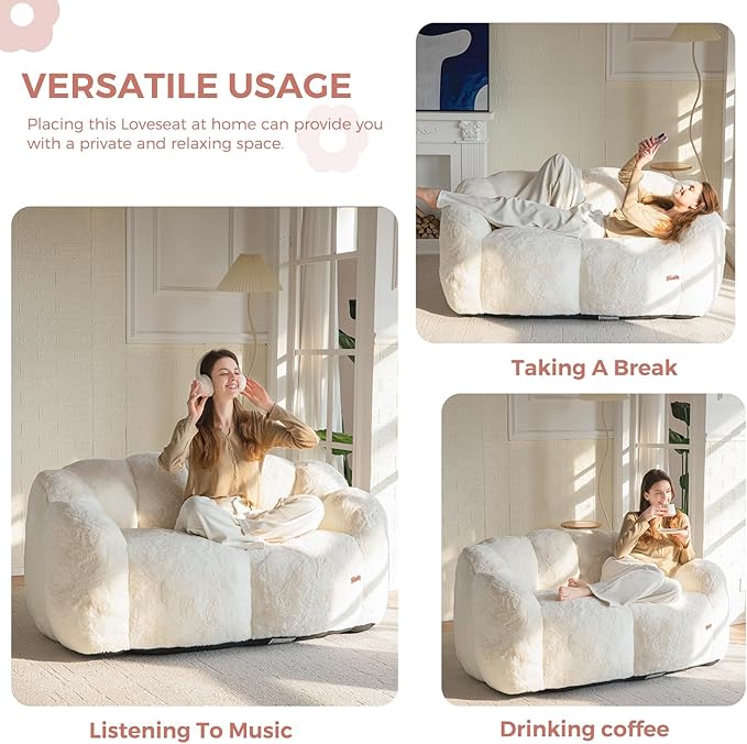 MAXYOYO Bean Bag Chair for Adults, Loveseat Floral Shaped Bean Bag Sofa