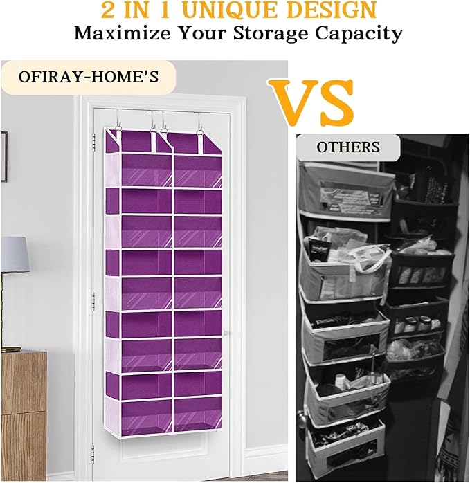Over The Door Organizer 5 Tiers, Extra Large Behind Door Storage of 10