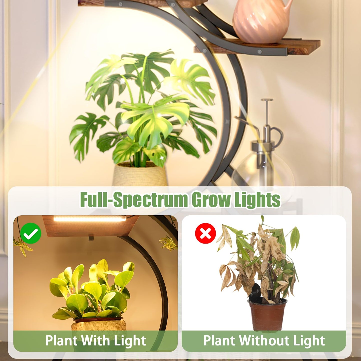 VERASCOT Plant Stand Indoor with Grow Lights - 63'' Tall Plant Stand Corner Plant Stands 6 Tiered Large Flower Holder Display Rack for Living Room Bedroom Office Home Decor