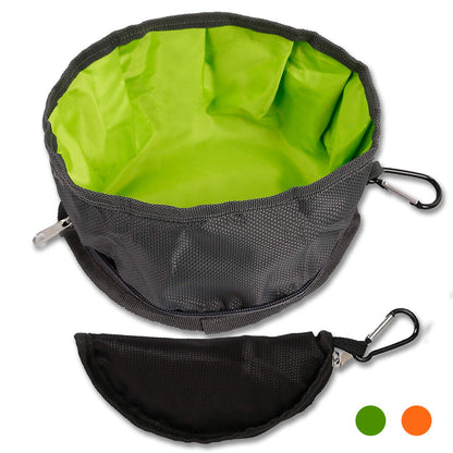 2 Pcs Collapsible Dog Bowls for Travel, Foldable, Portable and Light for Food and Water - (Green+Orange)