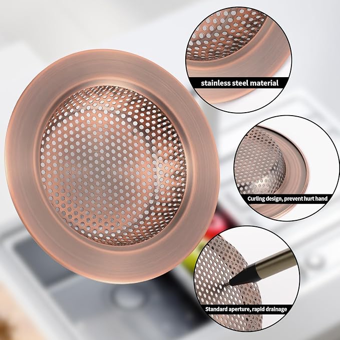 RQYEKDO Kitchen Sink Strainers Sink Stopper Kits, Stainless Steel Sink Drain