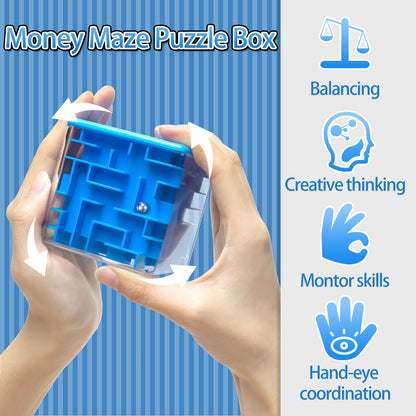 6 Pack Money Maze Puzzle Gift Box, 3D Puzzle Boxes Toy for Money Gift - Maze Magic Cube Toy Brain Teasers for Kids Adults Birthday Party Favors Easter Basket Fillers