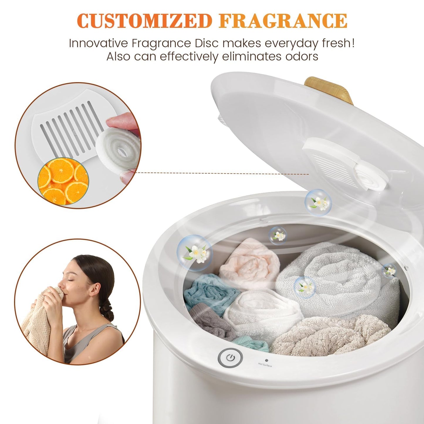 Keenray Bucket Style Towel Warmers, Luxury Bucket Towel Warmer, Large Towel Warmer for Bathroom, Auto Shut Off, Fits Up to Two 40"X70" Oversized Towels, Bathrobes, Blankets, PJ's and More, White, CL1
