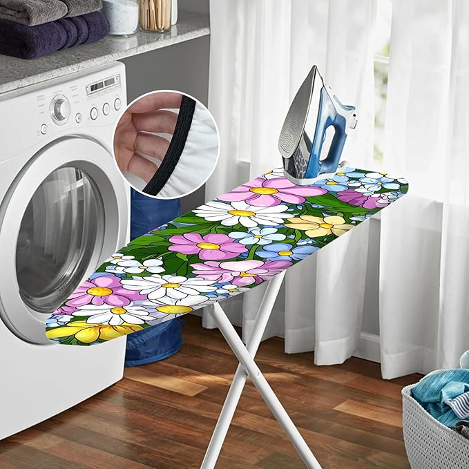Nuxovilar Colorful Mixed Flowers Ironing Board Cover, This Cover Fits Most