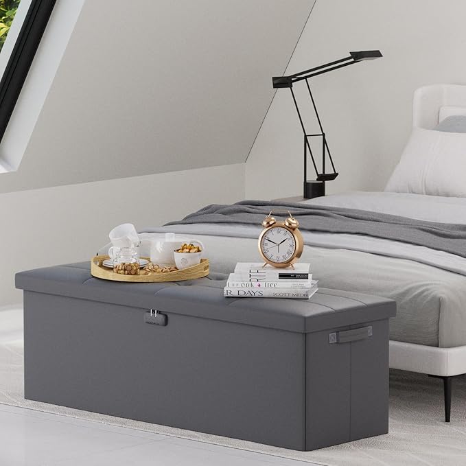 DocSafe Storage Ottoman Bench, Fireproof＆Waterproof Folding Bench