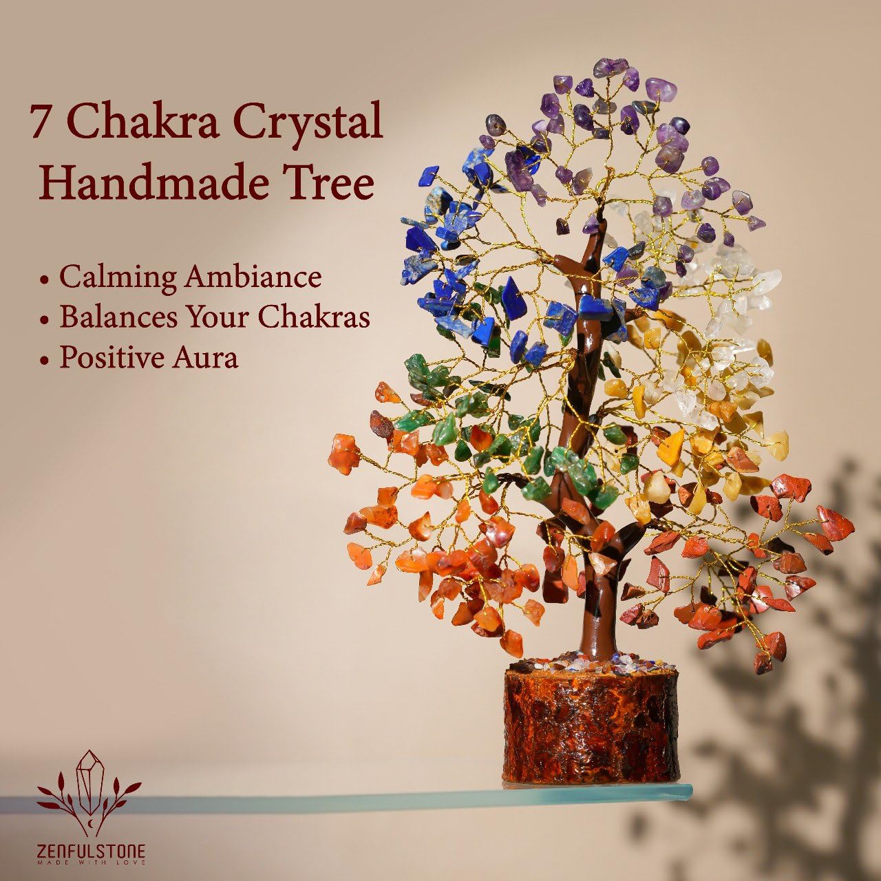 7 Chakra Tree of Life Crystal Tree - Gemstone Healing Tree for Positive Energy, Home Office Crystal Tree Decor, Chakra Crystal Tree Housewarming - Birthday Gifts for Women, Men, Mom, Sister, Friends