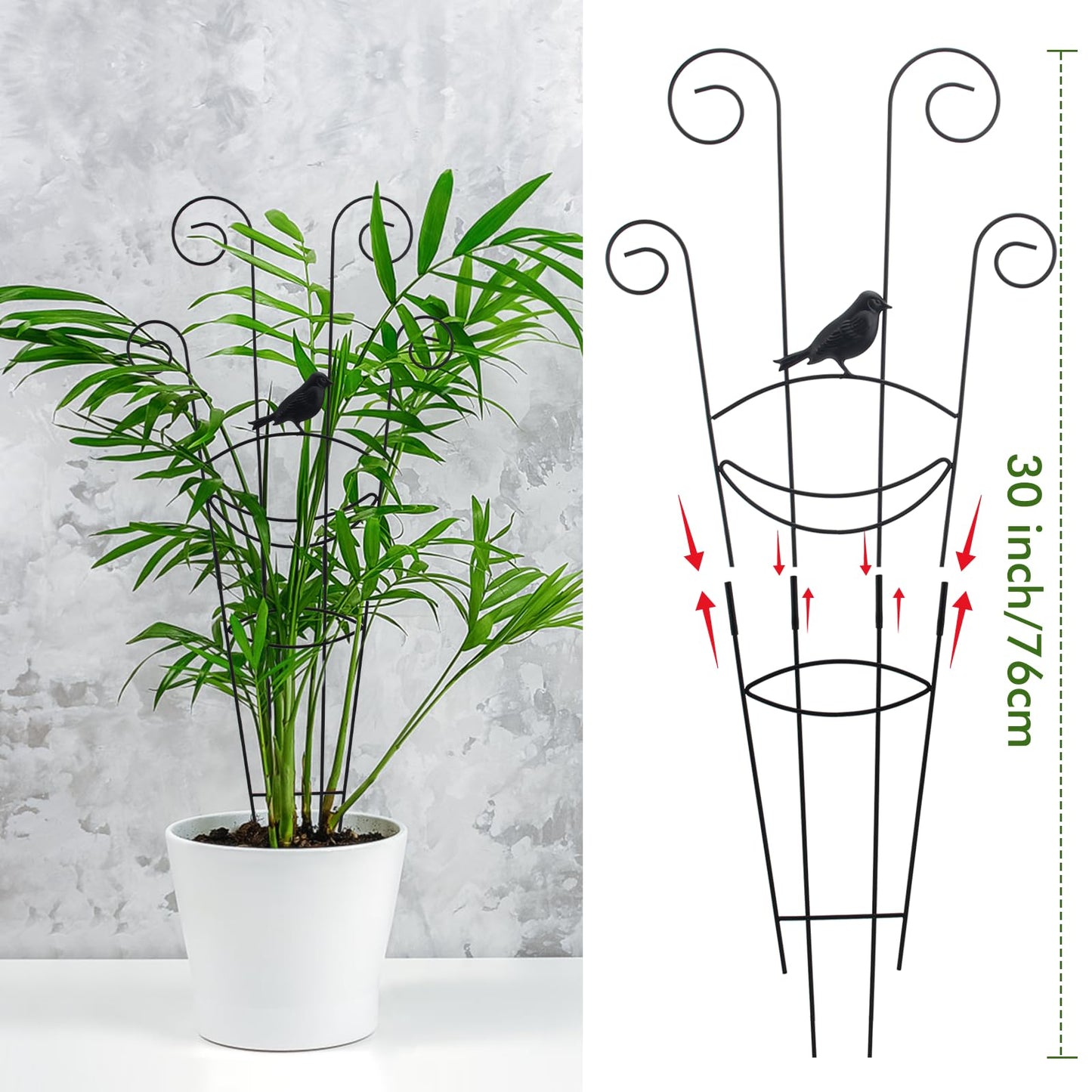 ZOUTOG Trellis for Climbing Plants Indoor 4 Pack 30 Inch,Rustproof Metal Garden Trellis for Potted Plants,Houseplant Support Indoor Outdoor for Ivy Pothos Monstera Hoya Flower Vines(Butterfly Shape)