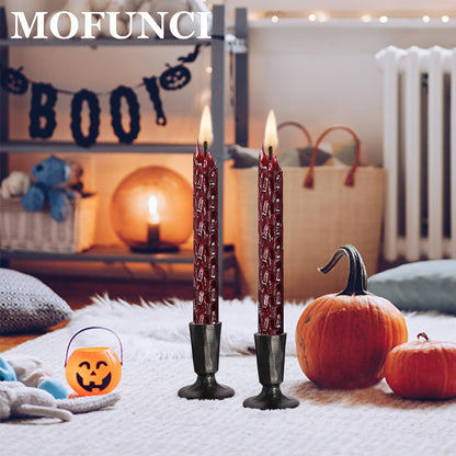 Mofunci Retro Iron Candlestick Holders Set of 2, Black Taper Candle Holders Heavy Weight, Perfect for Dining, Wedding, Party, Halloween Decor